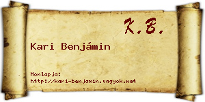 Kari Benjámin névjegykártya